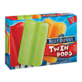 Blue Bunny Blue Ribbon Classics twin pops; cherry, lemon lime, orange, 12 bars Left Picture